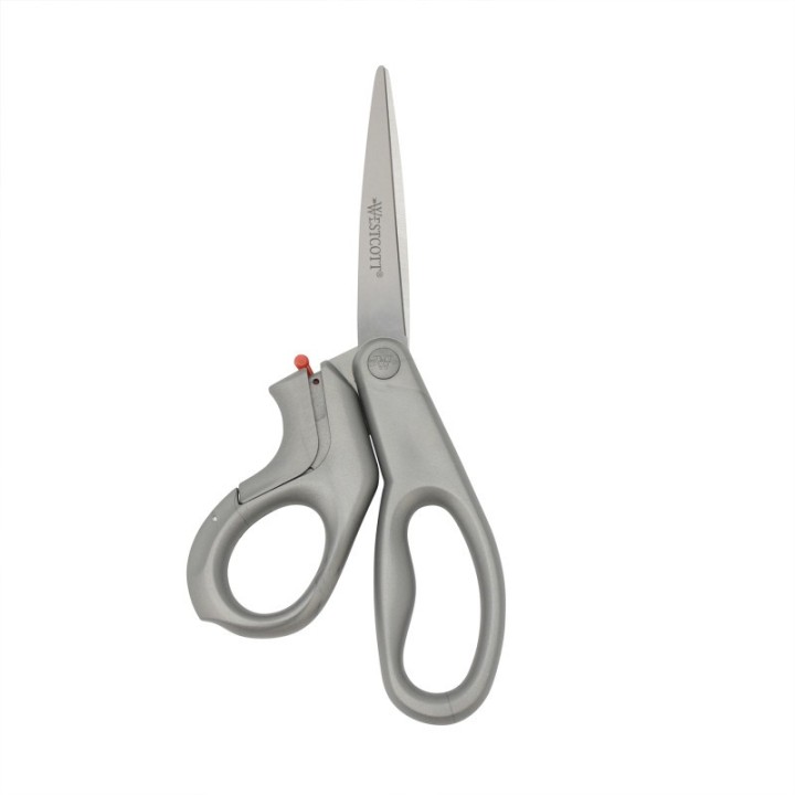 Westcott® E-Z Open Box Opener Stainless Steel Shears, 8 in Long, 3.25 in Cut Length, Offset Gray Handle