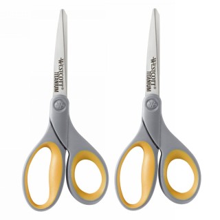 Westcott® Soft Handle Titanium Bonded Scissors, 8" Straight, Pack of 2