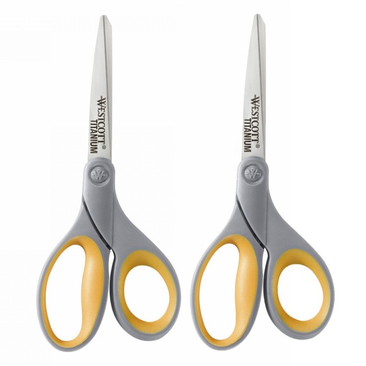 Westcott® Soft Handle Titanium Bonded Scissors, 8" Straight, Pack of 2