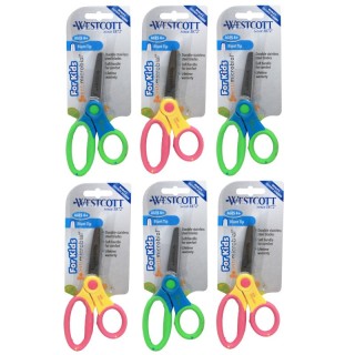 Westcott® 5" Anti-Microbial Kids Scissors, Blunt, Assorted Colors, Pack of 6