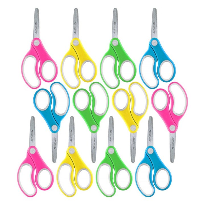 Westcott® Soft Handle 5" Kids Scissors, Blunt, Assorted Colors, Pack of 12