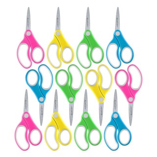 Westcott® Soft Handle 5" Kids Scissors, Pointed, Assorted Colors, Pack of 12