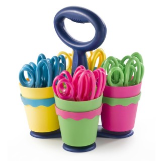 Westcott® School Scissor Caddy, Pointed 5" Kids Scissors, Anti-Microbial Protection, 24 Scissors