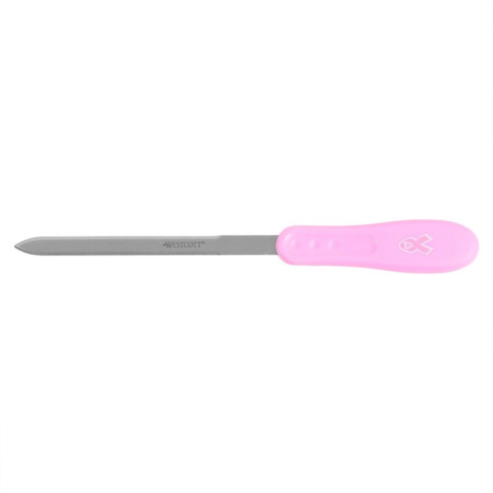Westcott® Pink Ribbon Stainless Steel Letter Opener, Breast Cancer Awareness, 9 in, Pink