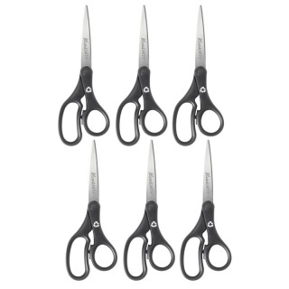 Westcott® KleenEarth® Basic 8" Scissors, Straight, Black, Pack of 6