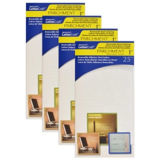 Westcott® LetterCraft Removable Vinyl Lettering, 1-Inch, Parchment, White, 140 Per Pack, 4 Packs