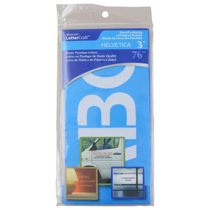 Westcott® LetterCraft Reusable Plastic Stencils, Full Alphabet, Helvetica Font, 3-Inch