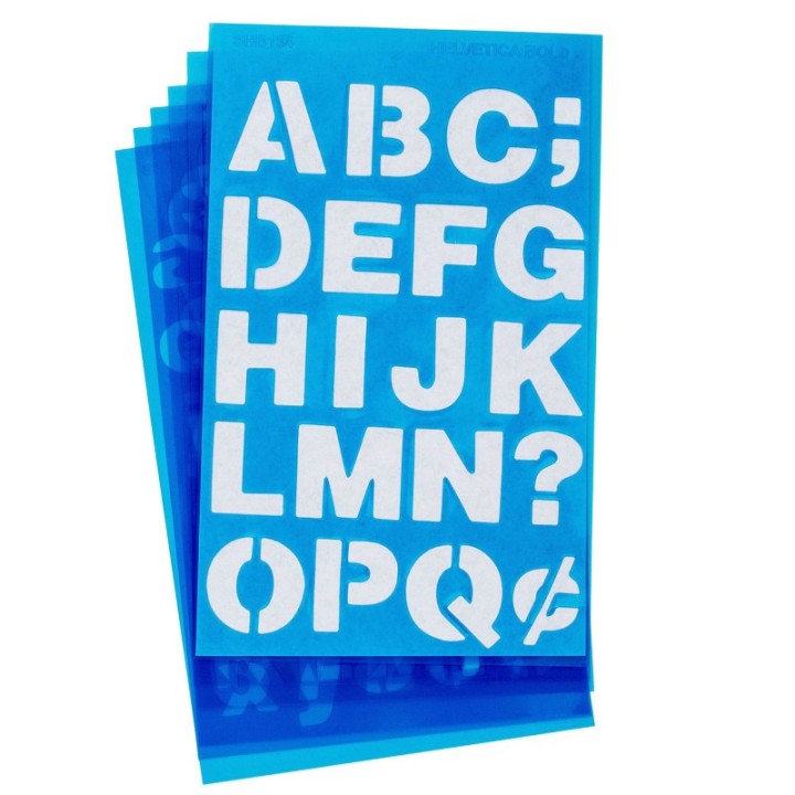Westcott® LetterCraft Reusable Plastic Stencils, Full Alphabet & Numbers, Helvetica Bold Font, 3/4-Inch