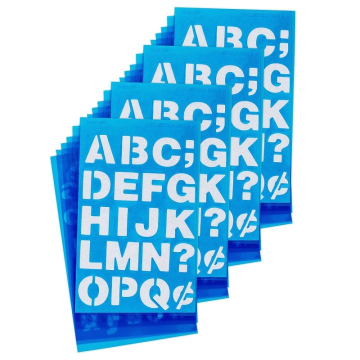 Westcott® LetterCraft Reusable Plastic Stencils, Full Alphabet & Numbers, Helvetica Bold Font, 3/4-Inch, 6 Per Pack, 4 Packs
