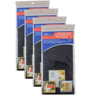 Westcott® LetterCraft Permanent Vinyl Lettering, Helvetica, 1-Inch, Black, 177 Per Pack, 4 Packs