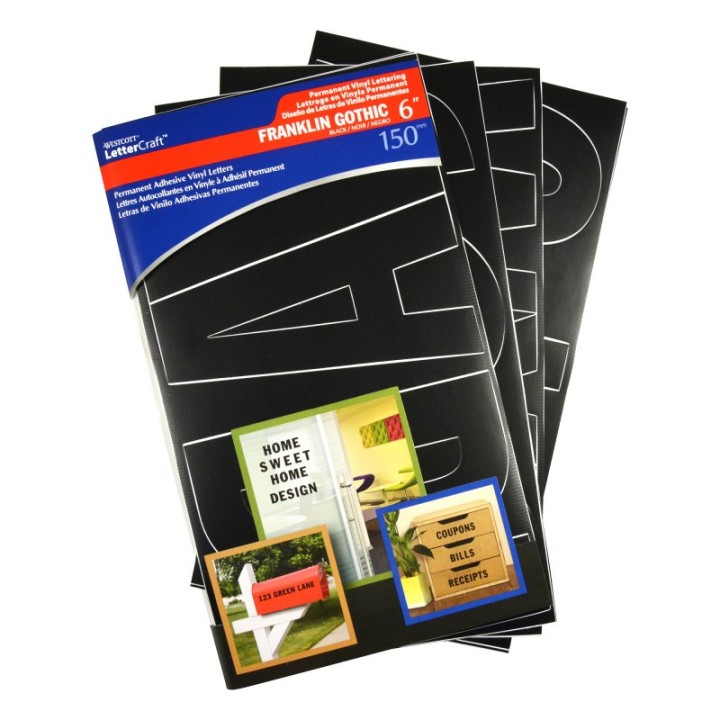 Westcott® LetterCraft Permanent Vinyl Lettering, Franklin Gothic, 6-Inch, Black