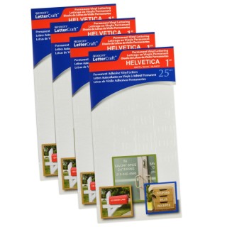 Westcott® LetterCraft Permanent Vinyl Lettering, Helvetica, 1-Inch, White, 177 Per Pack, 4 Packs