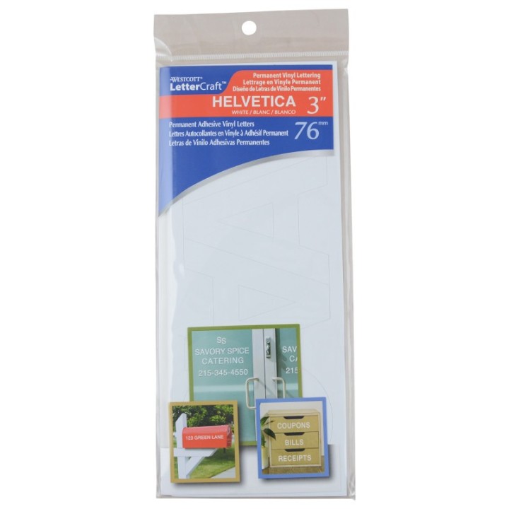 Westcott® LetterCraft Permanent Vinyl Lettering, Helvetica, 3-Inch, White