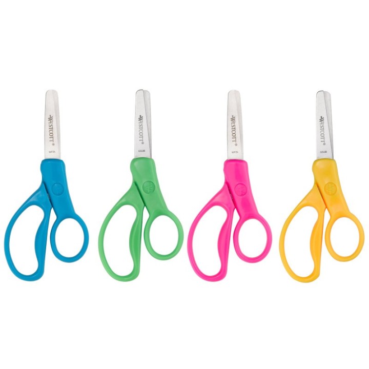 Westcott® 5" Hard Handle Kids Scissors, Blunt, Assorted Colors, Pack of 30