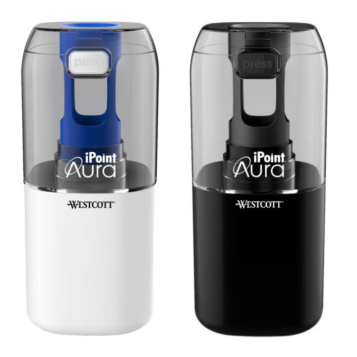 Westcott® iPoint® AURA Battery Pencil Sharpener, Assorted Colors (No Color Choice)