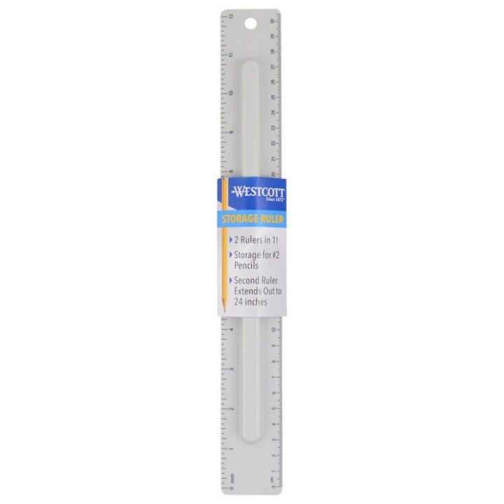 Westcott® 2-Piece 12" Ruler with Pencil Storage