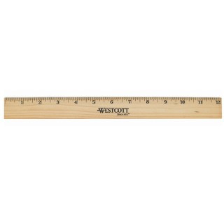 Westcott® Beveled Wood Ruler, Standard, 12 in Long, Natural Hardwood, Set of 12