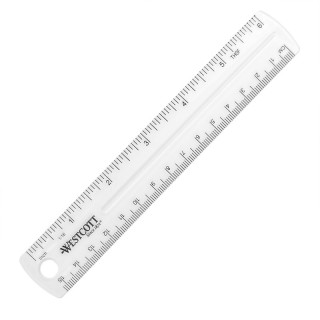 Westcott® Clear Flexible Acrylic Ruler, Standard/Metric, 6 in (15 Cm) Long, Clear, 12 Per Pack