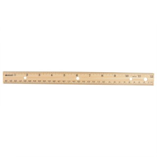 Westcott® Three-Hole Punched Wood Ruler, Standard/Metric, 12 in (30 Cm) Long, Natural Wood, 36 Per Pack