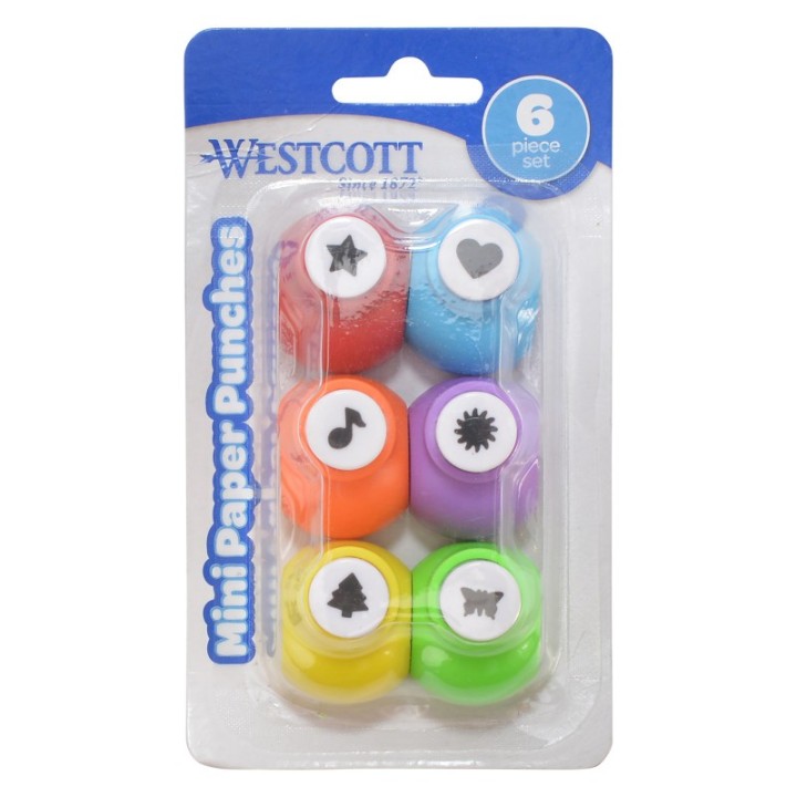 Westcott® Mini Paper Punches, Set of 6