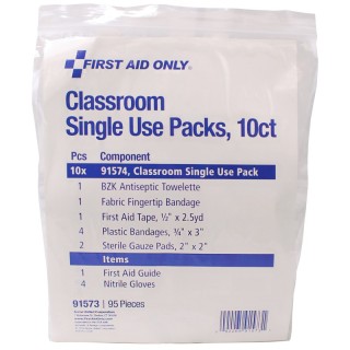 First Aid Only® Classroom Single Use First Aid Kits, 10-Pack