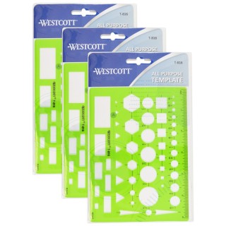 Westcott® General Purpose Drawing Template, Pack of 3