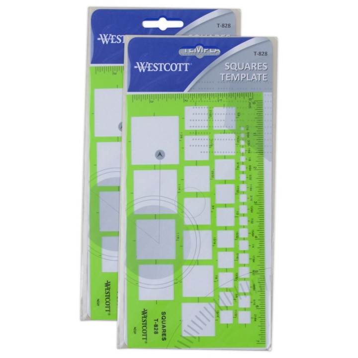 Westcott® Technical Squares Drawing & Drafting Template, Pack of 2