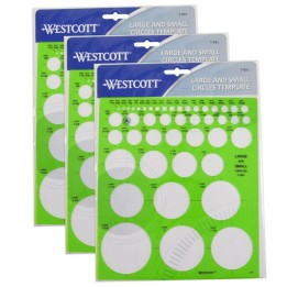 Westcott® Large & Small Circles Template, Pack of 3