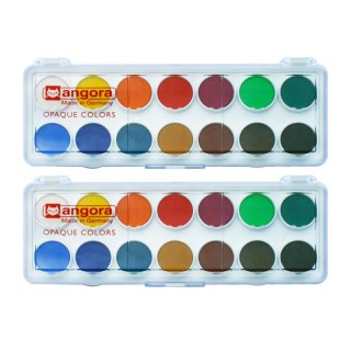 Angora 14-Pan Opaque Watercolor General Set Per Set, 2 Sets