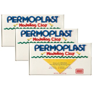 AMACO Permoplast Modeling Clay, Cream, 1 lb. Per Box, 3 Boxes