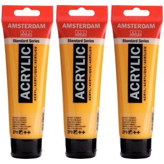Amsterdam Standard Acrylic Paint, 120ml, Azo Yellow Deep 270, Pack of 3