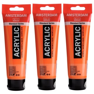 Amsterdam Standard Acrylic Paint, 120ml, Azo Orange 276, Pack of 3