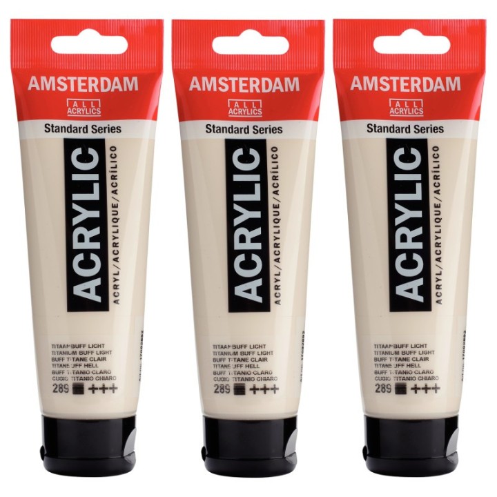 Amsterdam Standard Acrylic Paint, 120ml, Titan Buff Light 289, Pack of 3