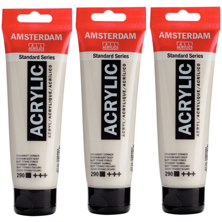 Amsterdam Standard Acrylic Paint, 120ml, Titan Buff Deep 290, Pack of 3