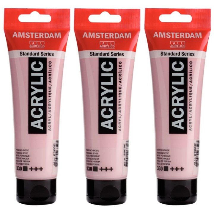 Amsterdam Standard Acrylic Paint, 120ml, Persian Rose 330, Pack of 3