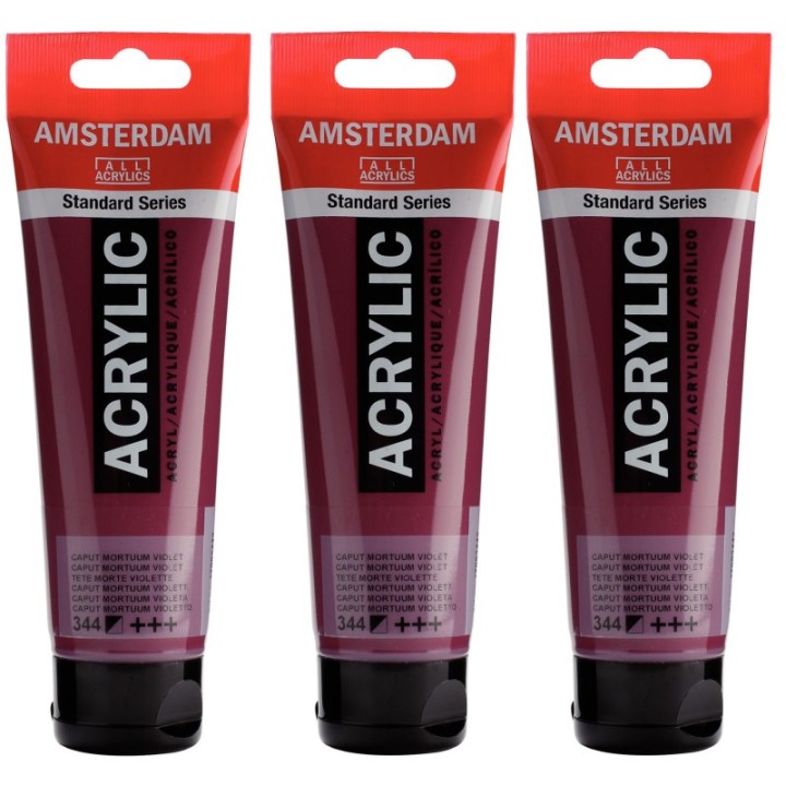 Amsterdam Standard Acrylic Paint, 120ml, Caput Mortuum Violet 344, Pack of 3
