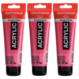 Amsterdam Standard Acrylic Paint, 120ml, Quinacridone Rose 366, Pack of 3