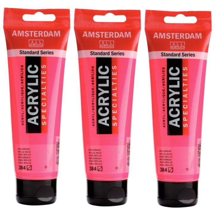 Amsterdam Standard Acrylic Paint, 120ml, Reflex Rose 384, Pack of 3