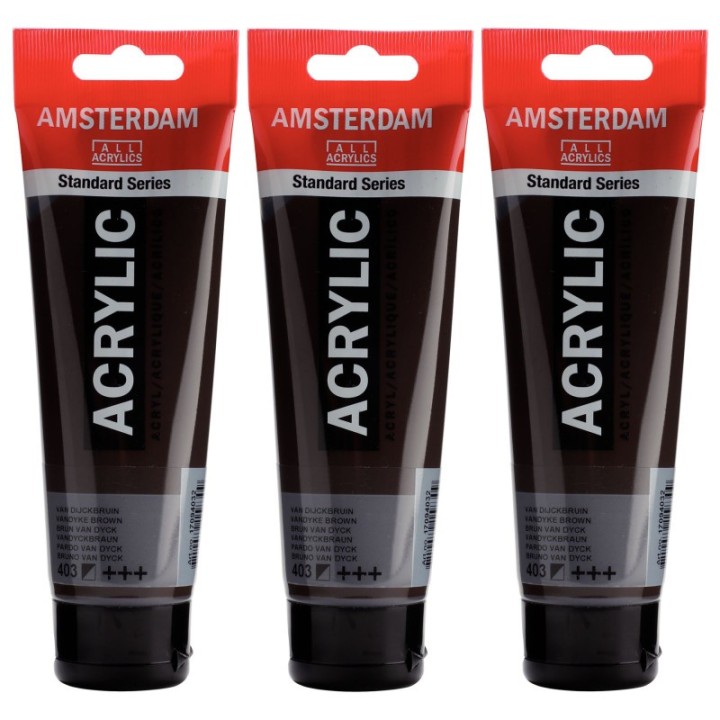 Amsterdam Standard Acrylic Paint, 120ml, Vandyke Brown 403, Pack of 3