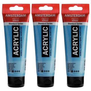 Amsterdam Standard Acrylic Paint, 120ml, King's Blue 517, Pack of 3