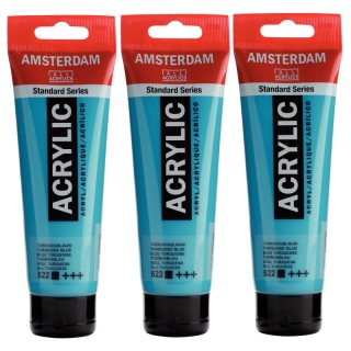 Amsterdam Standard Acrylic Paint, 120ml, Turquiose Blue 522, Pack of 3