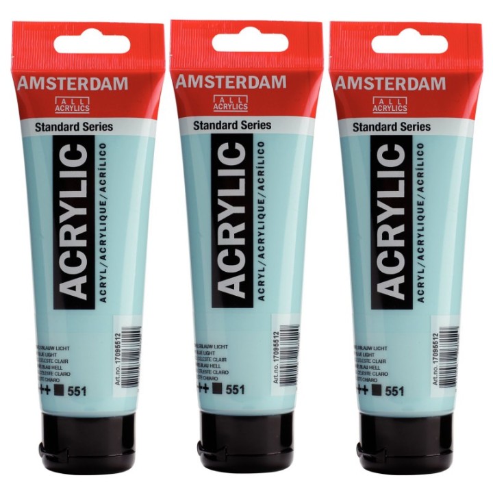 Amsterdam Standard Acrylic Paint, 120ml, Sky Blue Light 551, Pack of 3