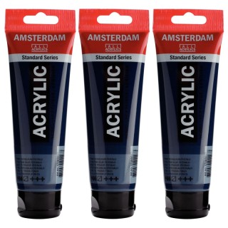 Amsterdam Standard Acrylic Paint, 120ml, Prussian Blue Phthalo 566, Pack of 3