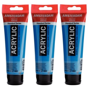 Amsterdam Standard Acrylic Paint, 120ml, Manganese Blue Phthalo 582, Pack of 3
