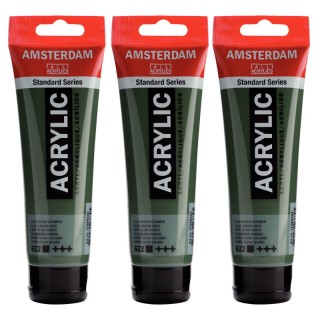 Amsterdam Standard Acrylic Paint, 120ml, Olive Green Deep 622, Pack of 3