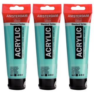 Amsterdam Standard Acrylic Paint, 120ml, Turquiose Grn 661, Pack of 3