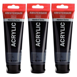 Amsterdam Standard Acrylic Paint, 120ml, Lamp Black 702, Pack of 3