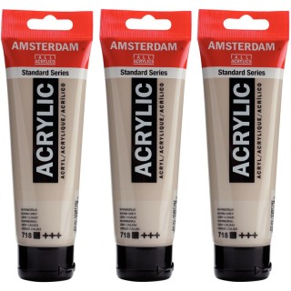 Amsterdam Standard Acrylic Paint, 120ml, Warm Grey 718, Pack of 3