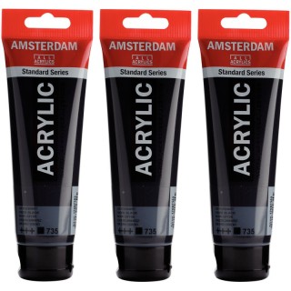 Amsterdam Standard Acrylic Paint, 120ml, Oxyde Black 735, Pack of 3