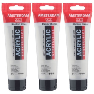 Amsterdam Standard Acrylic Paint, 120ml, Pearl White 817, Pack of 3